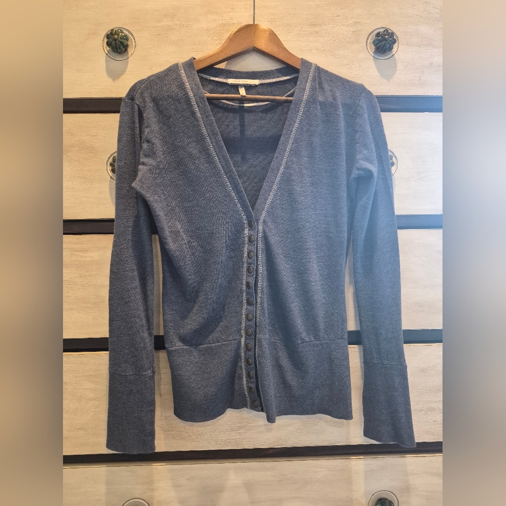 Stylish Dark Blue Women's Button-Up Cardigan
